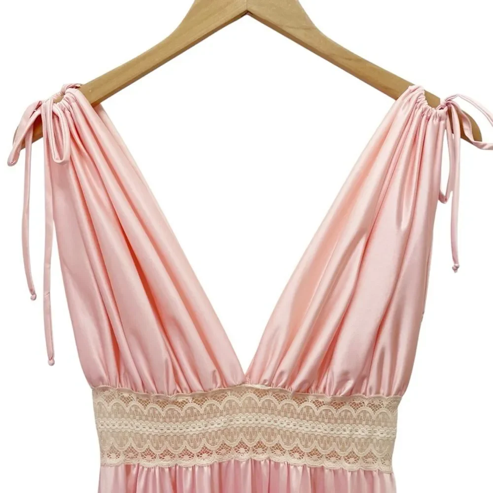 Vintage Ter-She Pink Nylon Lace Empire Maxi Nightgown 1680 Small 1970s NWT NEW - Picture 7 of 12